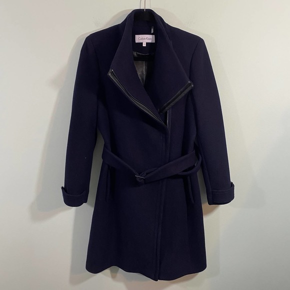 Calvin Klein Jackets & Blazers - Calvin Klein Women's Navy Wool Blend Mid Length Peacoat Size 4